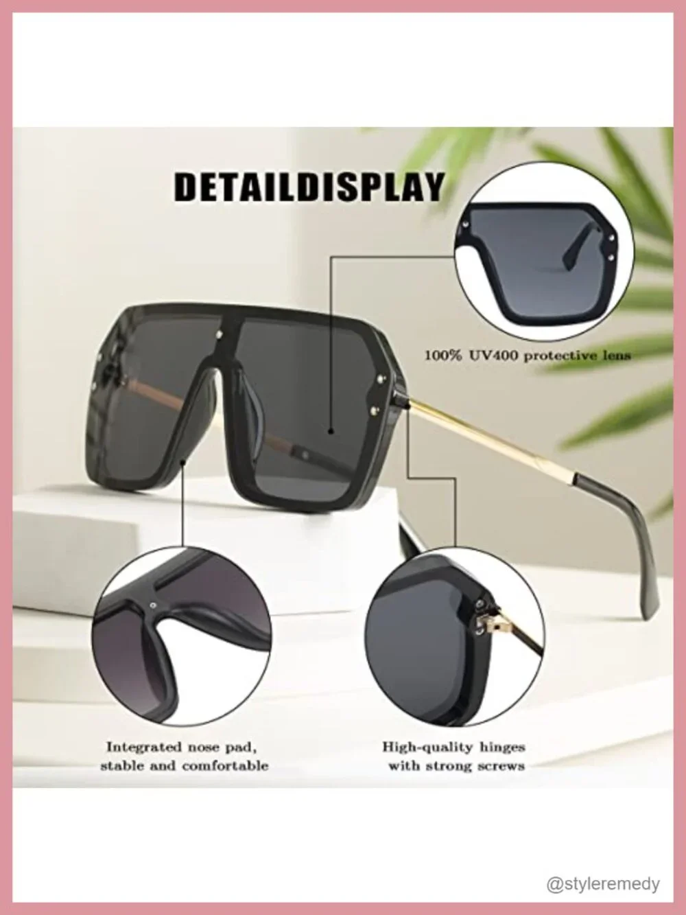 Oversized One Piece Sunglasses Rimless UV400 Shield Shades